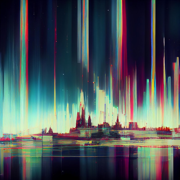 Glitch background abstract city glitchy cityspace buildings