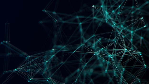 Glitch cyber netwerkverbindingsstructuur Technologie verbindt big data Wetenschapsachtergrond Zakelijke futuristische achtergrond 3D-rendering