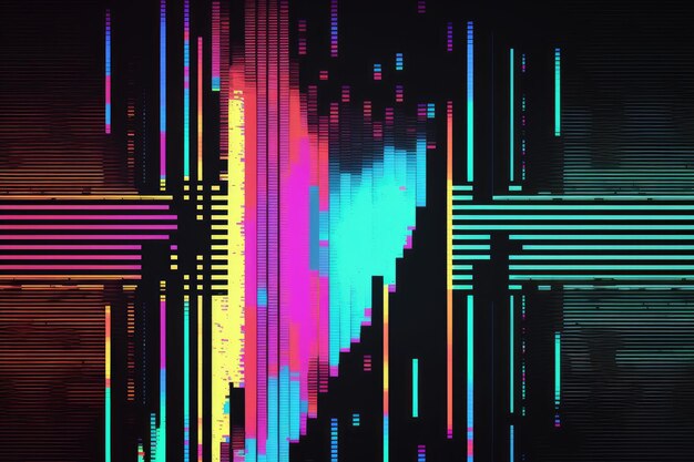 Glitch effect background. Conceptual image of vhs dead pixels. AI generated.