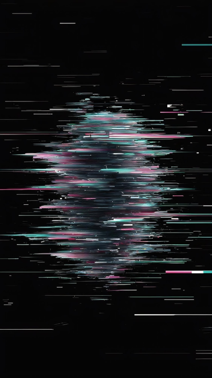 Photo glitch effect on a black background
