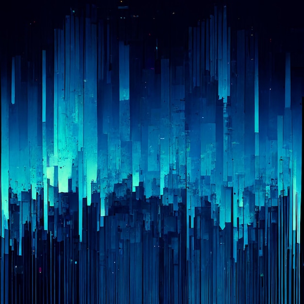 Foto glitch effect gradiënt blauwe achtergrond abstracte lijnen