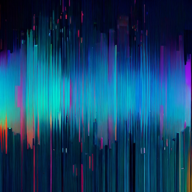 Glitch effect gradient rainbown background lines