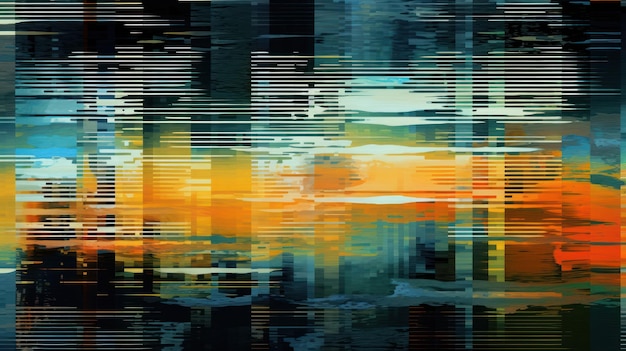 Glitch overlay Analog distortion Noise texture Colorful abstract background