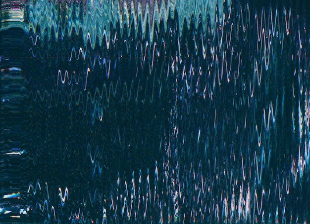 Glitch texture overlay Static noise Frequency error System failure Dark neon blue purple iridescent color static curve wave artifacts on black overlay