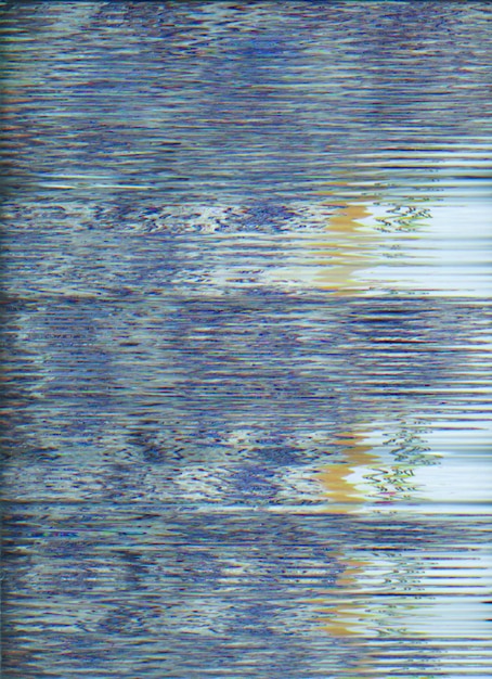 Photo glitch texture overlay static noise transmission error dark blue orange color gradient display defect artifacts grunge abstract background