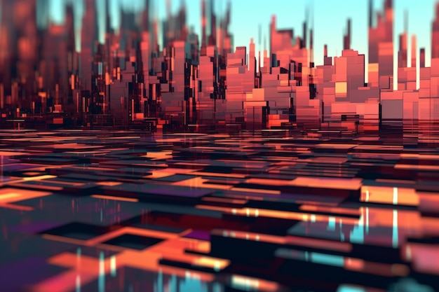 Glitched 3D Abstract Background