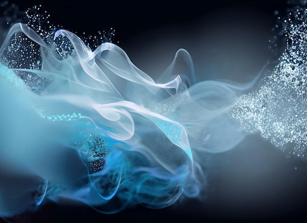 写真 キラキラ フリー スペース ミストと抽象的な背景ペイント水スプラッシュ 魔法の呪文ブルー
