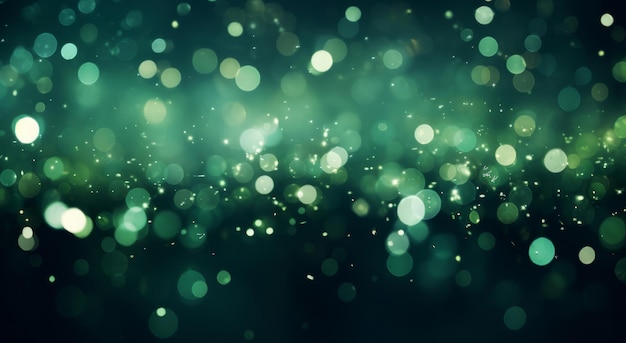 キラキラ抽象的なライト緑の塵と輝きの豪華なボケ味の背景