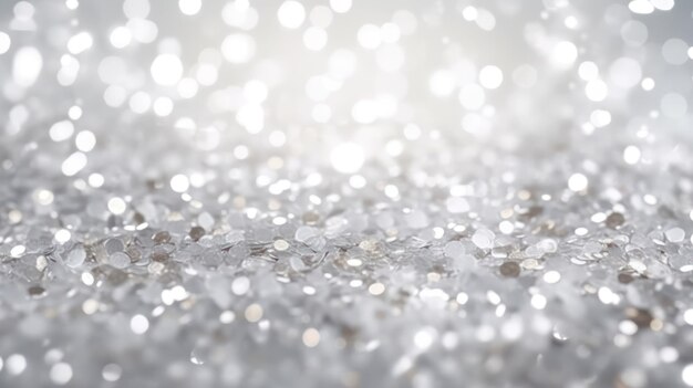 Glitter background in pastel delicate silver and white tones defocused Generative AI