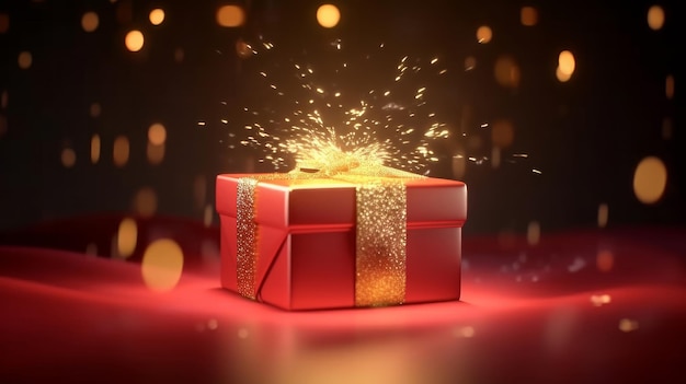 Glitter gift box background Illustration AI Generative