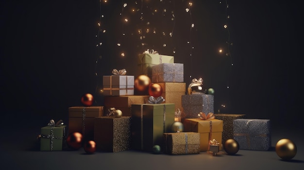 Glitter gift box background Illustration AI Generative