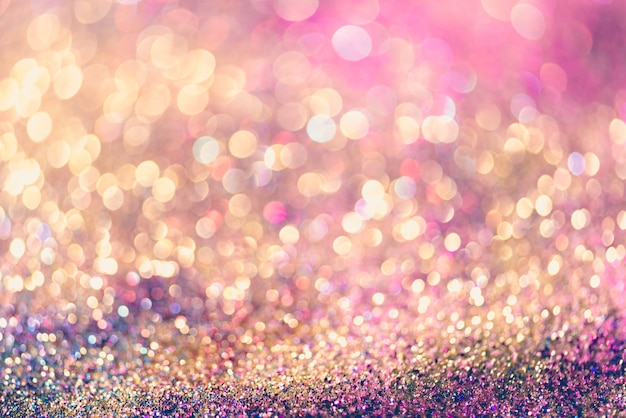Glitter gold bokeh Colorful Blurred abstract background for anniversary