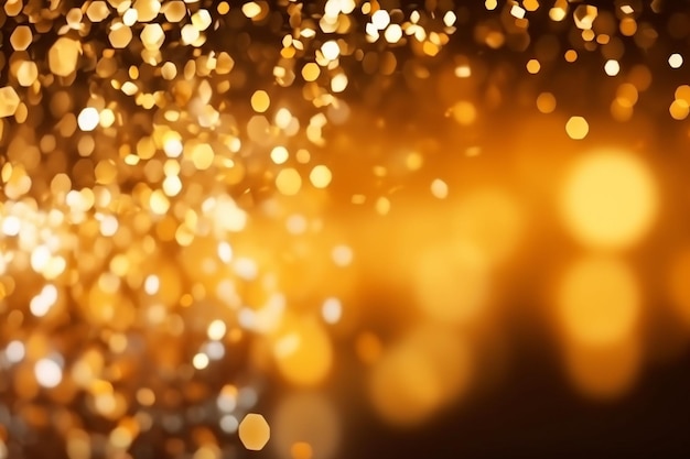 Glitter gold bokeh colorful blurred abstract background for anniversary