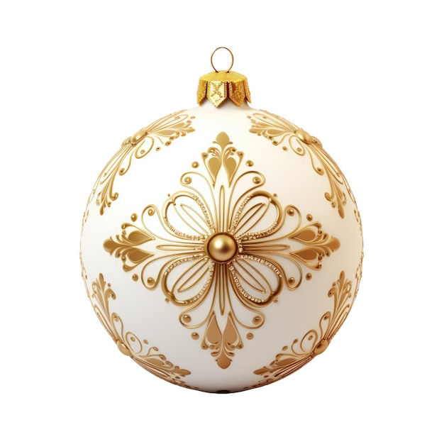 Photo glitter gold christmas ball isolated on white background christmas design