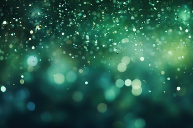 Photo glitter green blurred bokeh lights background generative ai