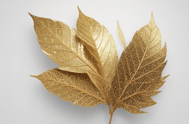 Glitter leaf gold design element