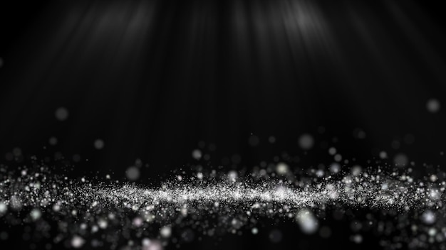 Glitter light white particles stage and light shine Isolated on black background