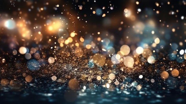 Glitter lights background Gold and blue particles