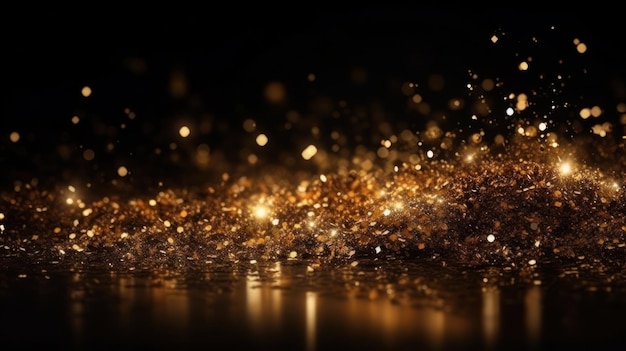 Glitter lights background Gold and blue particles