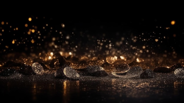 Glitter lights background Gold and blue particles