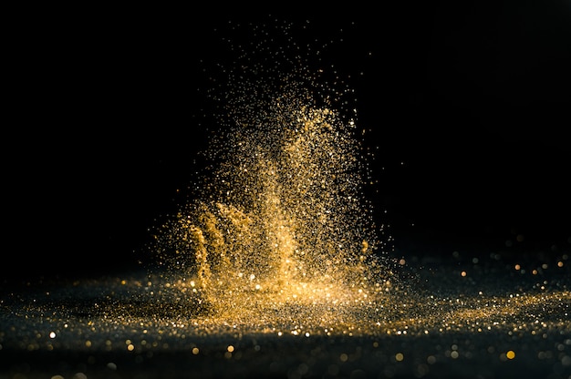 Glitter lights grunge background, gold glitter defocused abstract Twinkly gold Lights Background. 