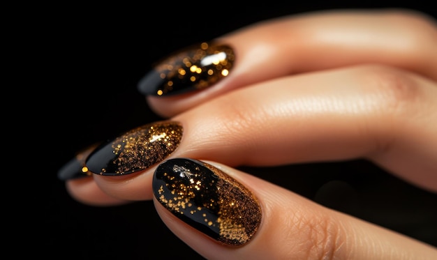 Photo glitter nail manicure