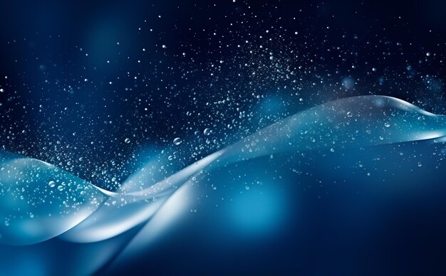 glitter particles background in waves on blue background