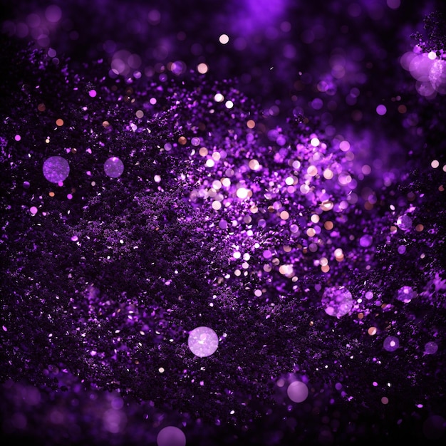 Glitter purple and black bokeh