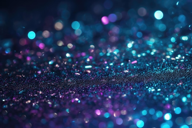 Glitter silver purple blue lights abstract background generative ai