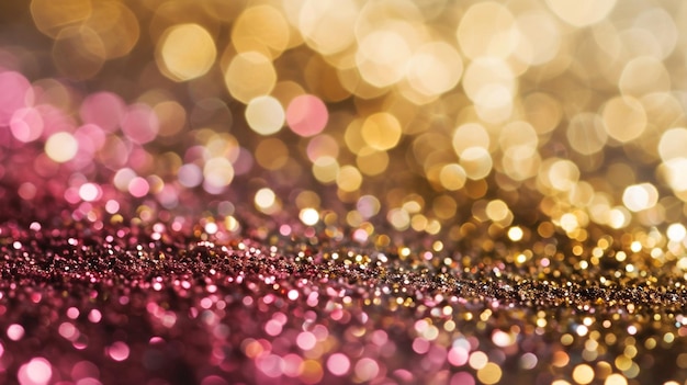 Glitter texture of pink and gold background selective focus Generative AI