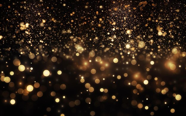 Glitter vintage lights background dark gold and black