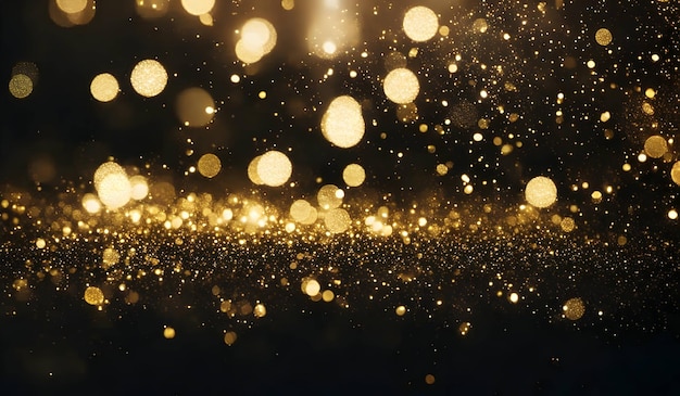 Glitter vintage lights background gold and black