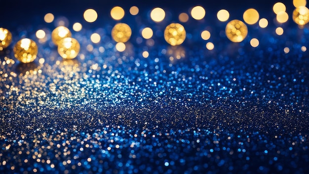 glitter vintage lights indigo and gold luxury background