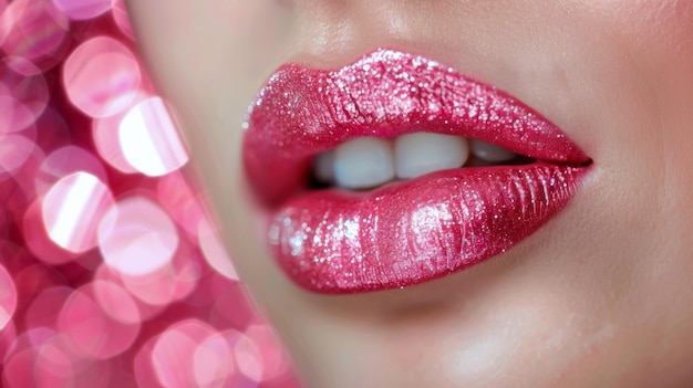 GlitterAdorned Womans Lips CloseUp