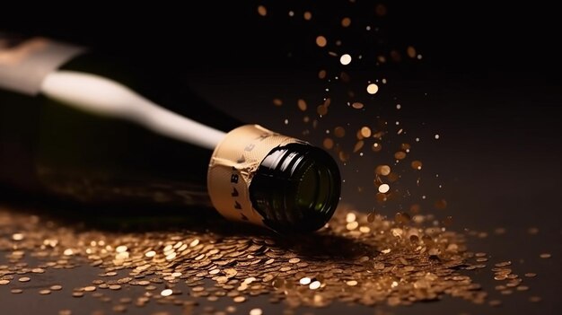 Glittering Celebration Champagne Bottle with Gold Dust