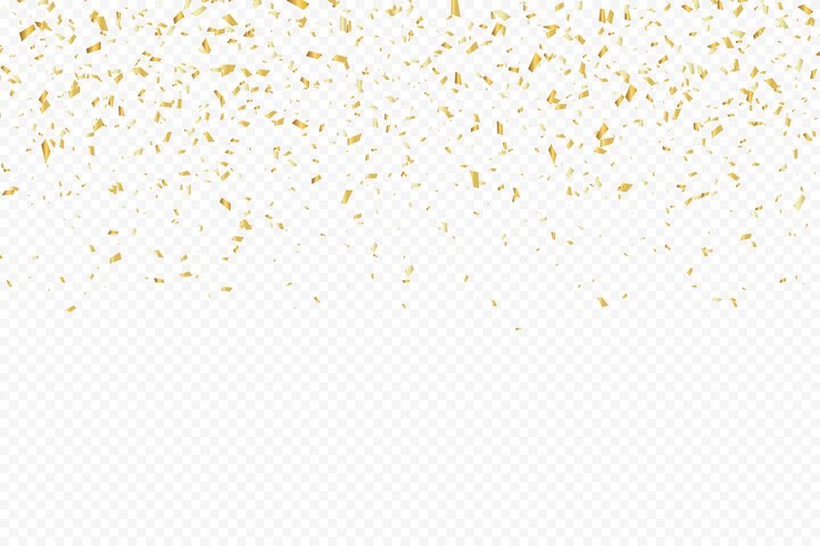 Photo glittering confetti on a transparent background gold confetti