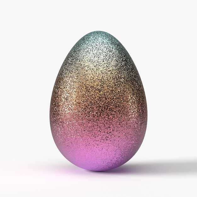 Glittering easter egg. 3d illustration, ilsolated on white. suitable for holiday, easter and game themes.