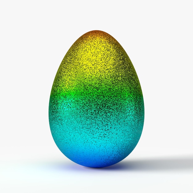 Glittering easter egg. 3d illustration, ilsolated on white. suitable for holiday, easter and game themes.