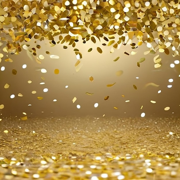 Glittering Gold Confetti for background with AI generative