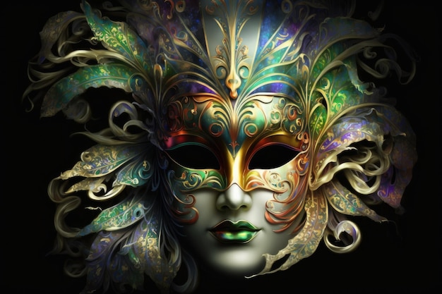 A glittering image of a traditional Venetian or Mardi Gras mask