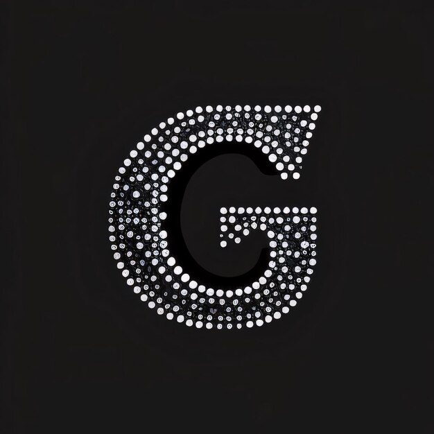 Photo glittering letter g with diamonds on black background 3d rendering