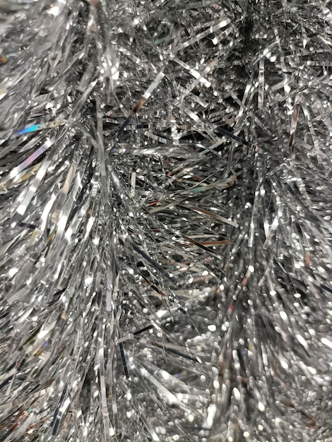 Glittering silver tinsel