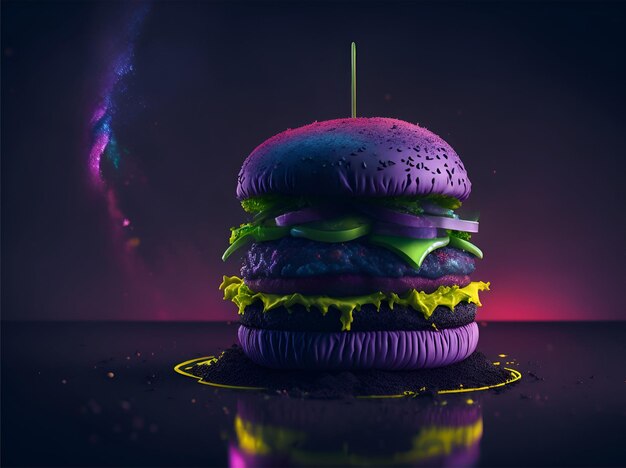 キラキラ宇宙ハンバーガー背景写真