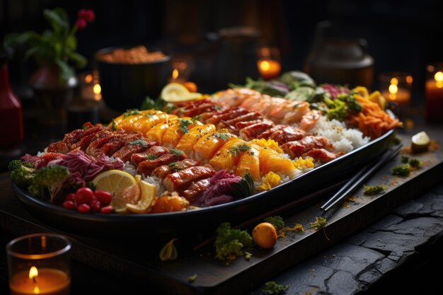 Global Banquet Sushi Curry and Kebab celebrate culinary diversity generative IA