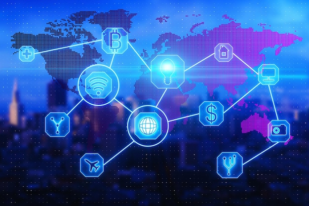 Global business finance and network concept