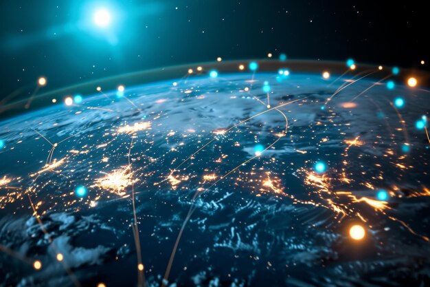 글로벌 비즈니스 인터넷 네트워크: 사물의 인터넷 연결 비즈니스 인텔리전스 AI 생성