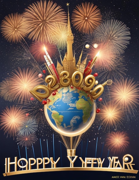 глобальное празднование счастливого нового года с новым 2024 годом