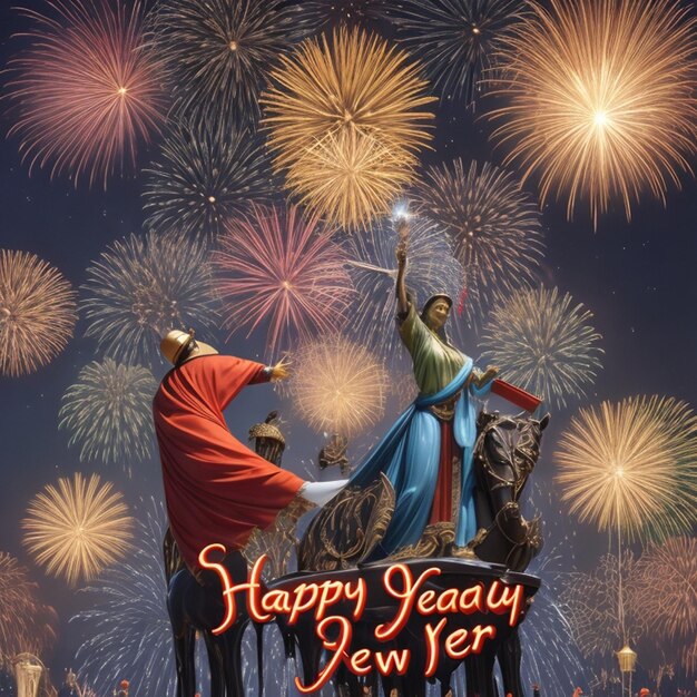 Premium AI Image  a global celebration happy new year happy new yer 2024