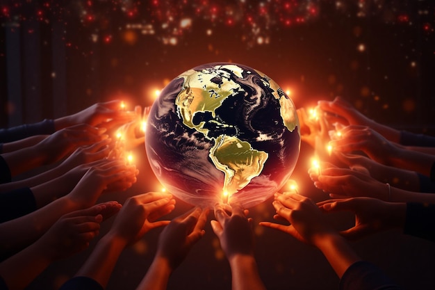 Global celebration illustration with hands forming 00568 02