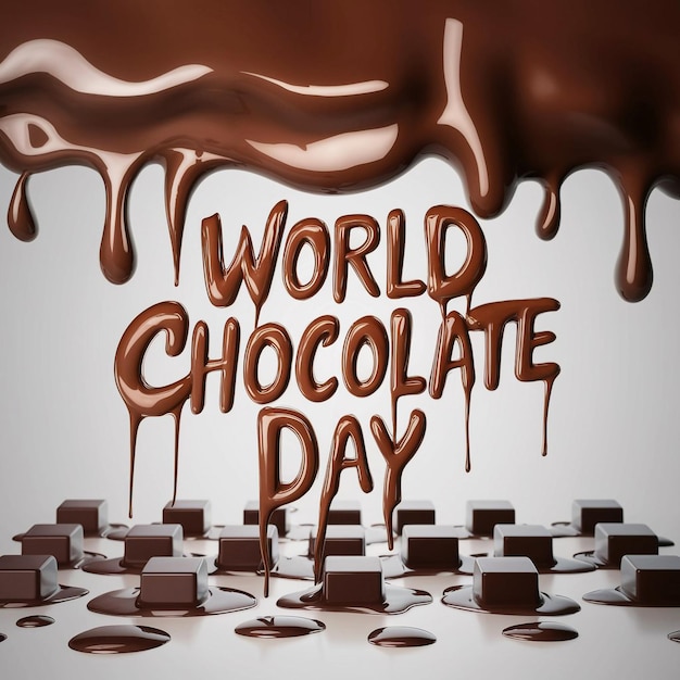 Photo a global celebration poster on world chocolate day with melted chocolate generative ai